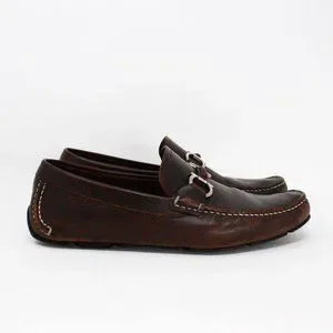 SALVATORE FERRAGAMO #40280 Brown Gancio Leather Loafers (US 8 EU 38) FERRAGAMO Desio Leather Gancio Penny Loafers | Saks Fifth Avenue main image 3